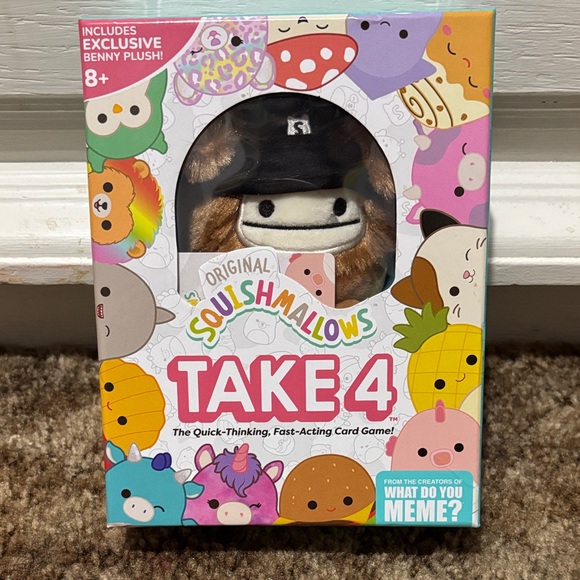 Squishmallows Other - Squishmallows Take 4 Card Game with Brown Benny Plush
